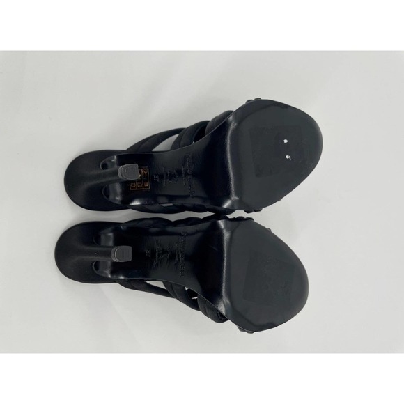 Pedro Garcia Heels Black Satin Stiletto Sz 7 37 NEW NWOB N22 - Picture 6 of 6